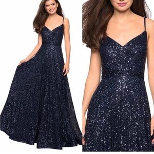La Femme
Sequin Empire Waist Prom Dress with V Back size 2